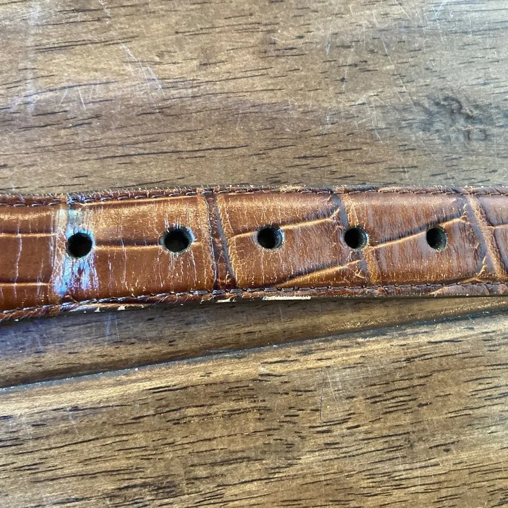 Brighton Elastic Cord with Croc Belt Sz 40 Navy Made in USA